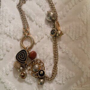 Banana Republic button toggle necklace statement 20"